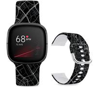 Leotop Bracelet de sport de rechange en silicone souple imprimé avec motif imprimé compatible avec Fitbit Versa 4/Fitbit Versa 3/Fitbit Sense 2/Fitbit Sense pour femmes et hommes. (Plan de la ville)