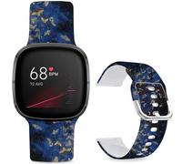 Leotop Bracelet de sport de rechange en silicone souple imprimé avec motif imprimé compatible avec Fitbit Versa 4/Fitbit Versa 3/Fitbit Sense 2/Fitbit Sense pour femmes et hommes. (Starry Sky and