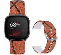 Leotop Bracelet de sport de rechange en silicone souple imprimé avec motif imprimé compatible avec Fitbit Versa 4/Fitbit Versa 3/Fitbit Sense 2/Fitbit Sense pour femmes et hommes. (basketball)