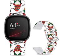 Leotop Bracelet de sport de rechange en silicone souple imprimé compatible avec Fitbit Versa 4/Fitbit Versa 3/Fitbit Sense 2/Fitbit Sense pour femmes et hommes (Père Noël blanc)