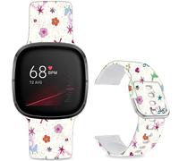Leotop Bracelet de sport de rechange en silicone souple imprimé compatible avec Fitbit Versa 4/Fitbit Versa 3/Fitbit Sense 2/Fitbit Sense pour femmes et hommes. (Lucky Grass and Butterfly)