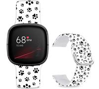 Leotop Bracelet de sport de rechange en silicone souple imprimé compatible avec Fitbit Versa 4/Fitbit Versa 3/Fitbit Sense 2/Fitbit Sense pour femmes et hommes. (griffe de chat noire)
