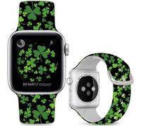 Leotop Bracelets de sport en silicone compatibles avec iWatch Ultra Series SE 10, 9, 8, 7, 6, 5, 4, 3, 2, 1. (Black Base Clover, 42 mm (Series 10) / 41 mm / 40 mm / 38 mm