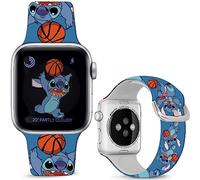 Leotop Compatible avec Apple Watch Band Stitch Blue Basketball 49 mm, 45 mm, 44 mm, 42 mm, bracelet sport en silicone souple, compatible avec iWatch Ultra Series 9, 8, 7, 6, 5, 4, 3, 2, 1 SE, SE 2,
