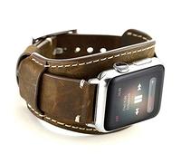 Leotop Compatible avec Apple Watch Bracelet 41mm 40mm 38mm, Bande en Cuir Véritable Strap avec Boucle en Acier Inoxydable Compatible iWatch Series 8/7/6/5/4/3/2/1 SE SE 2 (41/40/38 mm, Café)