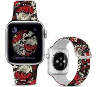 Leotop Compatible avec Apple Watch Bracelet Horror Ghost Face Rouge 38 mm, 40 mm, 41 mm, en silicone souple, compatible avec iWatch Série 9, 8, 7, 6, 5, 4, 3, 2, 1 SE, SE, 2, pour enfants et hommes et