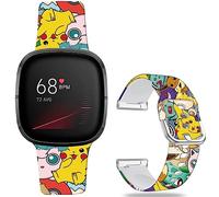 Leotop Pikac Bracelet de rechange en silicone souple montre bracelet elastique pour Fitbit Sense/Sense 2/Versa 3/Versa 4 bracelet montre connectée pour enfants filles garçons femmes