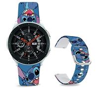 Leotop Stitch Bands Compatible avec Samsung Galaxy Watch 46 mm/Watch 3 45 mm/Gear S3 Frontier/Classic/Pebble Time/Vivoactive 4/Fossil Q Soft Silicone 22 mm Bracelet de rechange (Blue-Stitch)