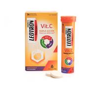 Leotron Vitamine C - 36 Comprimés Effervescents - Triple Action Pour Vos Défenses - Complément Alimentaire À La Vitamine C, Au Zinc Et Au Sélénium - Agréable Goût D'orange. Conteneur Pendant 36 Jours,