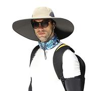 Leotruny Casquette Chapeau de soleil pour homme à large bord UPF50+ imperméable et respirant pour la pêche, la randonnée, le camping, C01-Kaki, Taille unique
