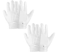 LEOUEANR 2 paires de gants blancs cousus, pour tenues de cérémonie et manipulation de bijoux, avec fermeture à pression à triple couture, en polyester respirant