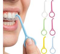 LEOUEANR 6 pièces Outil de retrait d'aligneurs, crochets invisibles Chewies pour appareils dentaires Kits complets de soins dentaires (6 couleurs)