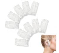 LEOUEANR Lot de 100 cache-oreilles jetables en plastique transparent avec bandes super élastiques, idéal pour la douche, le spa, la coiffure, la teinture des cheveux, la maison et l'hôtel