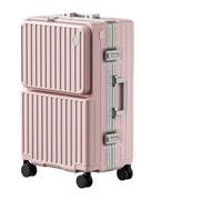 LEOVEN Valise de Voyage Ouverture Frontale, LS-2518 Valise Rigide de Cadre en Aluminium Con Porte-gobelet, USB, PC Coquille, Roue Silencieuse 360° avec Frein et Amortisseur, Serrure Douanière TSA