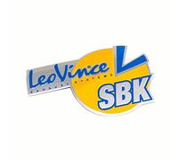 LeoVince SBK Aluminium Motocyclette Emblème de véhicule Argent Jaune Bleu Front