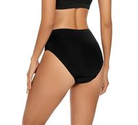 Leovqn Maillot de Bain menstruel Femme, Culotte Menstruelle Piscine UPF 50+ Bikini pour Regle Plage Slip Ado, Noir XL