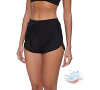 Leovqn Short de Bain menstruel Maillot de Bain Anti-fuites Bas de Bikini intégré Imperméable UV 50+ Adolescente, Noir XL