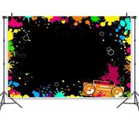 Leowefowa Décorations de fête néon en vinyle phosphorescentes pour photo d'anniversaire, bannière « Let's Glow » - Graffiti Splash - Accessoires de photomaton - 4 x 1,8 m