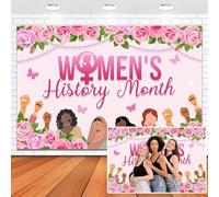 Leowefowa Toile de fond pour le mois de l'histoire des femmes - 1,5 x 0,9 m - En vinyle - Liberation nationale - Motif floral rose - Pour la photographie - Pour l'école, le bureau, les fêtes