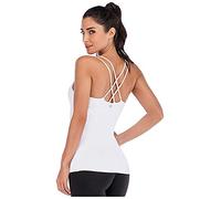 Leoyee Débardeur Femme Yoga Gilet Sport Compression T-Shirt Extensible sans Manches Dos Nu Top Sexy pour Sport Fitness Gym Running Veste (Blanc, Medium)