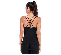 Leoyee Débardeur Femme Yoga Gilet Sport Compression T-Shirt Extensible sans Manches Dos Nu Top Sexy pour Sport Fitness Gym Running Veste (Noir, Medium)