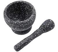 Leoyee Presse-ail, mortier et Pilon, Outil de Cuisine Facile à Nettoyer, Outil de Cuisine, extrudeuse ail (Grain de Granit)