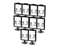Leoyoubei Lot de 10 cadres photo verticaux double face pour numéro de table, 2 photos pour mariage, menu, étiquette de prix, carte de culture, ornements d'exposition (noir)