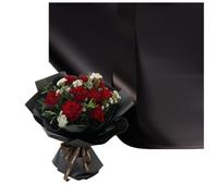 Leoyoubei Lot de 20 feuilles de papier cadeau imperméable pour bouquets de fleurs, papier d'emballage cadeau givré ou emballage cadeau, emballées des deux côtés, 57,9 cm (tout noir)