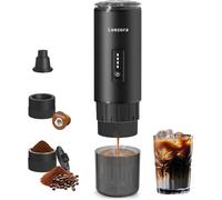 Leozora Machine à expresso portable, pression professionnelle de 20 bar, corps en acier inoxydable, rechargeable USB-C 7500 mAh, 3 en 1 pour café moulu et capsules Nespresso/DG, idéale pour le camping