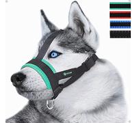 Lepark Muselière pour chien avec sangle de tête réglable - Muselière en nylon doux pour éviter les morsures, les aboiements et la mastication (taille M/vert)