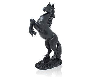 LEPENDOR 31cm Debout Cheval Résine Statue pour la décoration intérieure Sculpture décorative de Figurine d'art de Cheval d'élevage - Noir