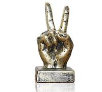 LEPENDOR Décor de Sculpture de Doigt de Statues de Bureau de Geste de Main de polyrésine Doigt Signes Marques Figurines pour la décoration de la Maison et du Bureau - d'or, Doigts de Victoire