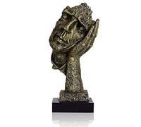 LEPENDOR décorations de Bureau abstraites et créatives la Statue du penseur, Statues à la Main et au Visage et Sculptures pour la décoration de Salon à la Maison - Pas Entendre, d'or