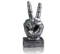 LEPENDOR Main Sculpture Décor Doigt Statue Résine Bureau Décorations pour la Maison - Argent, Doigts de Victoire