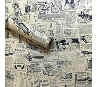 LEPENDOR Papier peint de journal autocollant vintage en vinyle, Auto-adhésif Papier Peler & Coller Fond d'écran pour le décor de salon de chambre à coucher - Journal, 45cm x 10m
