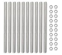 LEPEVNEY Lot de 10 tiges entièrement filetées M8 x 70 mm, barre en acier inoxydable 304 avec écrous hexagonaux, filetage à droite pour boulons d'ancrage, colliers de serrage et boulons en U