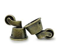LEPEVNEY Lot de 2 roulettes pivotantes en laiton massif pour meubles à haute capacité de charge, roulettes universelles pour fauteuils, canapés, lits, poli antique, 45 mm, bronze