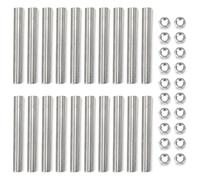 LEPEVNEY Lot de 20 tiges entièrement filetées M3 x 100 mm, barre en acier inoxydable 304 avec écrous hexagonaux, filetage à droite pour boulons d'ancrage, colliers de serrage et boulons en U