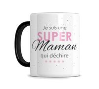 L'épicerie Chérie Mug Cadeau Fête des Mères - Je suis une super MAMAN qui déchire - cadeau noel anniversaire femme - Céramique 330ml… (Maman)