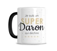 L'épicerie Chérie Mug je suis un super DARON qui déchire - tasse futur papa - cadeau super papa- anniversaire père- cadeau fete des peres - Céramique Blanc Brillant 330ml