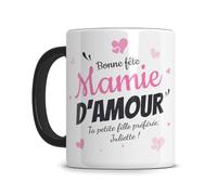 L'épicerie Chérie Mug personnalisé texte, BONNE FETE MAMIE D'AMOUR, cadeau fete des grand mere personnalisé, bonne fete mamie, mug mamie, tasse grand mere - Céramique 330 ml