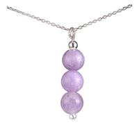 Lepidolite Jewelry - Colliers en lépidolite pour femme - Collier avec perles de lépidolite (naturelle), comprend une chaîne en argent sterling italien. Fait à la main aux États-Unis, pierre précieuse,