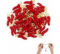 LEPJOS 50 Breloques Piment Rouge, Pendentifs Corne Italienne Porte-Bonheur pour Création de Bijoux DIY, Breloque pour Bracelet, Collier, Porte-Clés et Loisirs Créatifs