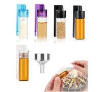 LEPJOS Lot de 5 Mini Flacons à Épices en Verre avec Cuillère et 1 Entonnoir, Pot Étanche pour Dosage Précis, Petite Fiole Nomade Portable pour Camping, Randonnée et Voyage