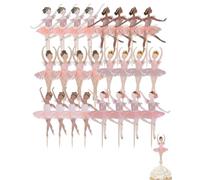 LEPJOS Toppers Décoration Gâteau, Lot de 24 Danseuses de Ballet avec Tutu Rose, Piques à Cupcake Stables pour Anniversaire Fille, Baby Shower, Mariage et Fête Thématique