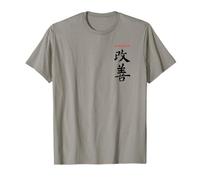 LePlusChic T-Shirt Japonais Calligraphie Poche Gris S Kaizen, Amélioration continue Unisex Adulte Casual