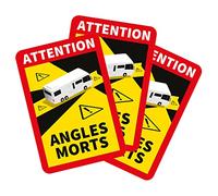 lepni.me 3 Pièces Camping-car Angles Morts Autocollants pour la France | Adhésion Forte et Protection UV | Panneau d'avertissement Attention Caravane Autocollant de Véhicule (3PCS CARAVANE)