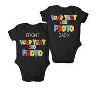 lepni.me Body Bebe Personnalisée pour Garçon Fille Nouveau-né | Ajoutez Votre Texte, Photo ou le Nom de Bébé sur les Gilets de Nuit Personnalisés (3-6 Mois Noir Multicolore)