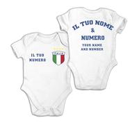 lepni.me Body Personnalisé pour Bébé Football Italie avec Votre Nom et Numéro pour Garçon, Fille | Drapeau italien Insigne | Championnat d'Europe 2024 (12-18 Mois Blanc Multicolore)