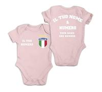 lepni.me Body Personnalisé pour Bébé Football Italie avec Votre Nom et Numéro pour Garçon, Fille | Drapeau italien Insigne | Championnat d'Europe 2024 (6-9 Mois Rose Multicolore)
